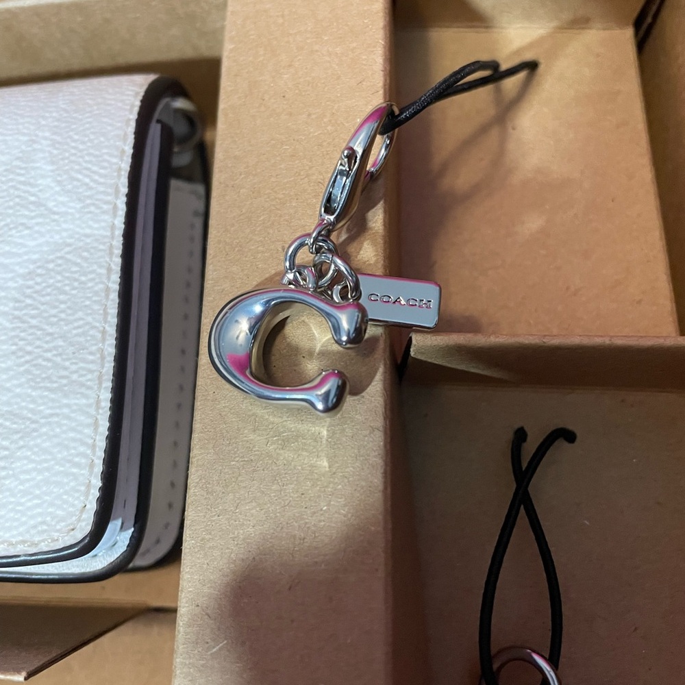 NWT COACH box set: mini wallet with crossbody chain and two charms. - Picture 7 of 16